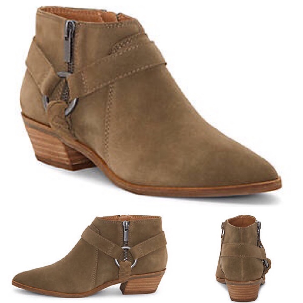 Lucky Brand “Enitha” Harness Booties Brownish Green Size 7.5M NWT